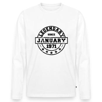 Legendary since January 1971 - Geburtstag - Männer Premium Bio Langarmshirt - Weiß - Vorne - Nico (187cm)