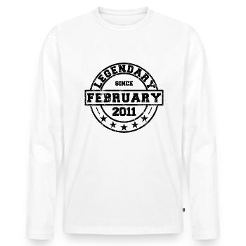 Legendary since February 2011 - Geburtstag - Männer Premium Bio Langarmshirt - Weiß - Vorne - Nico (187cm)