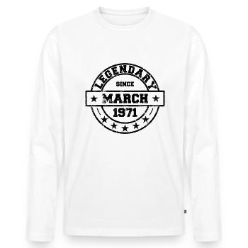 Legendary since March 1971 - Geburtstag - Männer Premium Bio Langarmshirt - Weiß - Vorne - Nico (187cm)