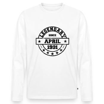 Legendary since April 1991 - Birthday - Men's Premium Organic Long Sleeve Shirt - white - Front - Nico (187cm)