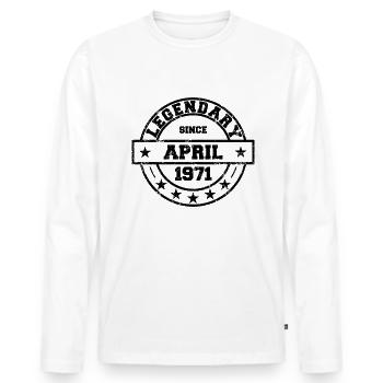 Legendary since April 1971 - Geburtstag - Männer Premium Bio Langarmshirt - Weiß - Vorne - Nico (187cm)