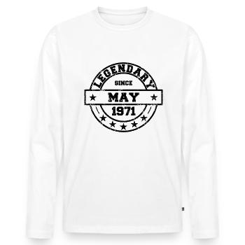 Legendary since May 1971 - Geburtstag - Männer Premium Bio Langarmshirt - Weiß - Vorne - Nico (187cm)