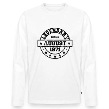 Legendary since August 1971 - Geburtstag - Männer Premium Bio Langarmshirt - Weiß - Vorne - Nico (187cm)