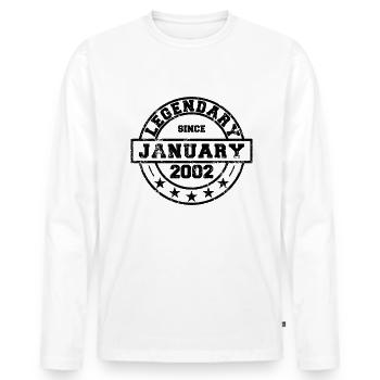 Légendaire depuis janvier 2002 - Anniversaire - T-shirt manches longues Premium bio Homme - blanc - Devant - Nico (187cm)