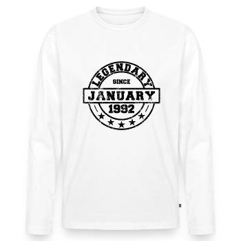 Légendaire depuis janvier 1992 - Anniversaire - T-shirt manches longues Premium bio Homme - blanc - Devant - Nico (187cm)