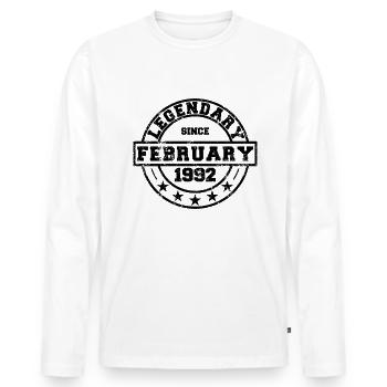 Légendaire depuis février 1992 - Anniversaire - T-shirt manches longues Premium bio Homme - blanc - Devant - Nico (187cm)