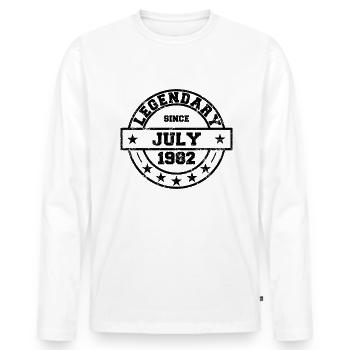 Légendaire depuis juillet 1982 - Anniversaire - T-shirt manches longues Premium bio Homme - blanc - Devant - Nico (187cm)