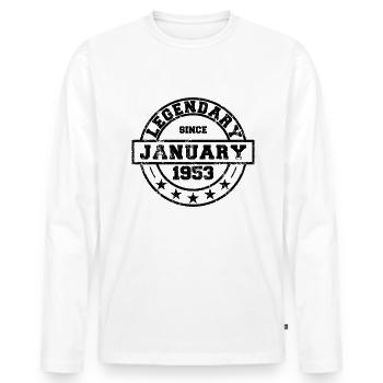 Legendary since January 1953 - Birthday - Men's Premium Organic Long Sleeve Shirt - white - Front - Nico (187cm)