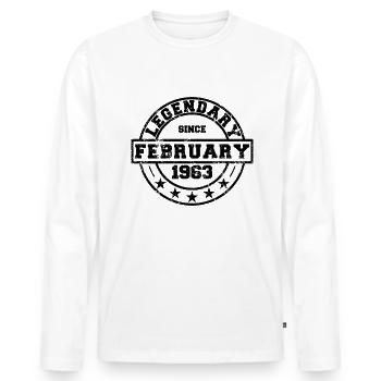 Legendary since February 1963 - Geburtstag - Männer Premium Bio Langarmshirt - Weiß - Vorne - Nico (187cm)