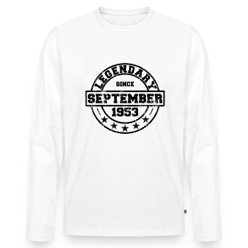 Legendary since September 1953 - Birthday - Men's Premium Organic Long Sleeve Shirt - white - Front - Nico (187cm)