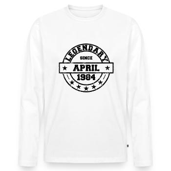 Legendary since April 1984 - Geburtstag - Männer Premium Bio Langarmshirt - Weiß - Vorne - Nico (187cm)