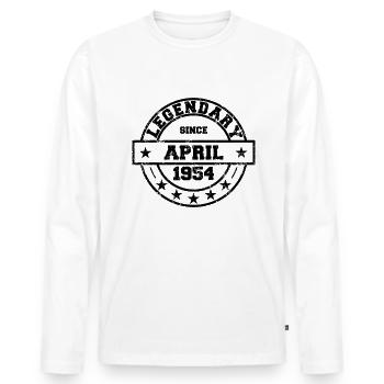 Legendary since April 1954 - Geburtstag - Männer Premium Bio Langarmshirt - Weiß - Vorne - Nico (187cm)