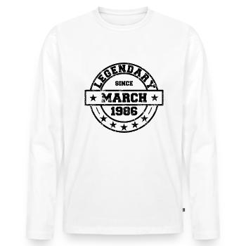 Legendary since March 1986 - Geburtstag - Männer Premium Bio Langarmshirt - Weiß - Vorne - Nico (187cm)