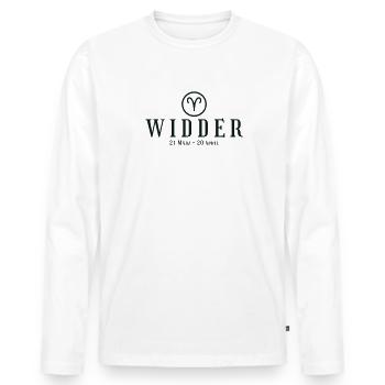 Sternzeichen Widder - Tierkreiszeichen - Geburtsta - Männer Premium Bio Langarmshirt - Weiß - Vorne - Nico (187cm)