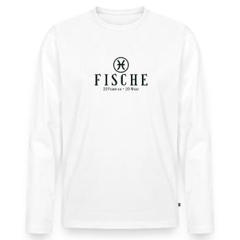 Sternzeichen Fische - Tierkreiszeichen - Geburtsta - Männer Premium Bio Langarmshirt - Weiß - Vorne - Nico (187cm)