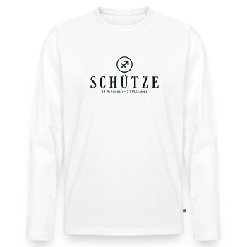 Sternzeichen Schütze - Tierkreiszeichen - Geburtst - Männer Premium Bio Langarmshirt - Weiß - Vorne - Nico (187cm)