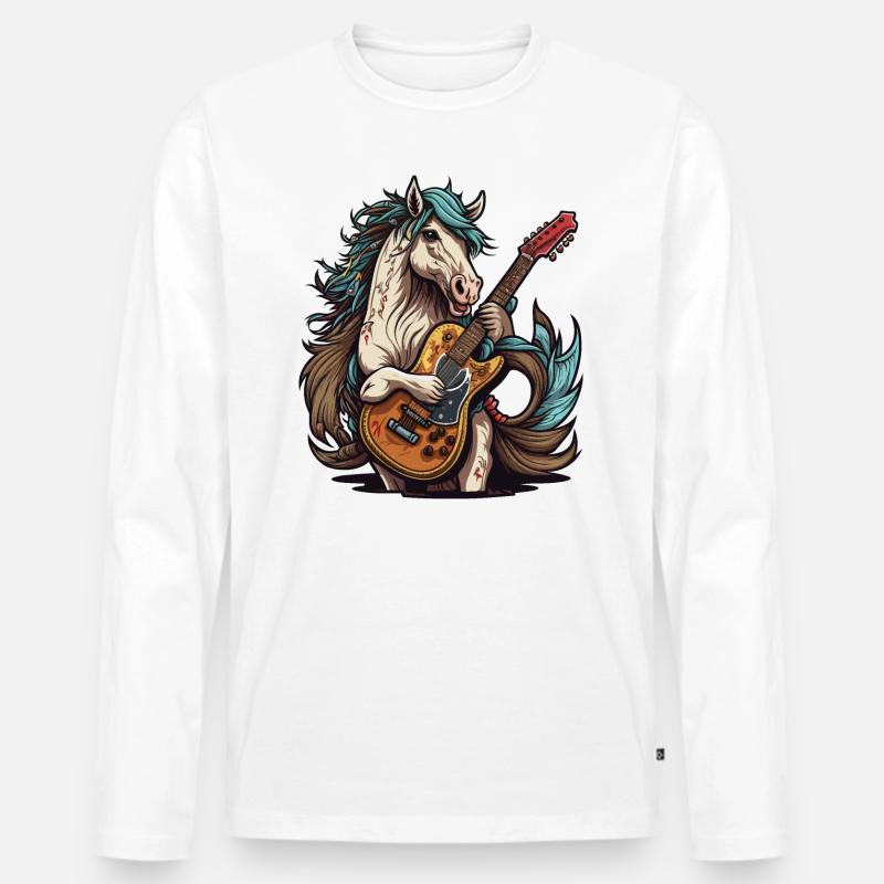 Pferdefelsen - Männer Premium Bio Langarmshirt - Weiß