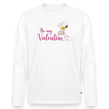 Peanuts Snoopy and Woodstock Be My Valentine - Men's Premium Organic Long Sleeve Shirt - white - Front - Nico (187cm)