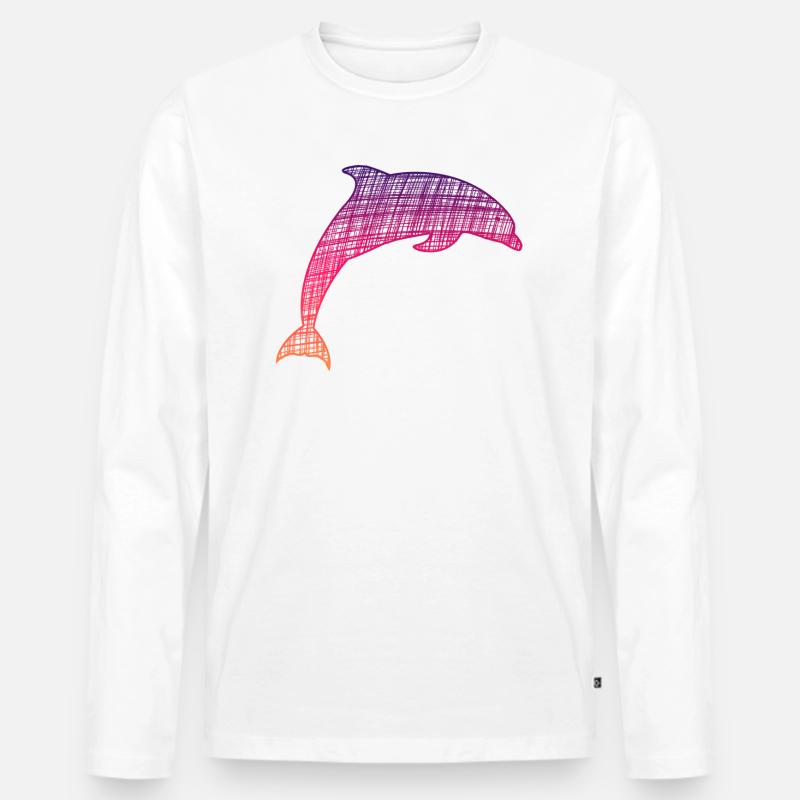 Delfi, Dolphin - Männer Premium Bio Langarmshirt - Weiß