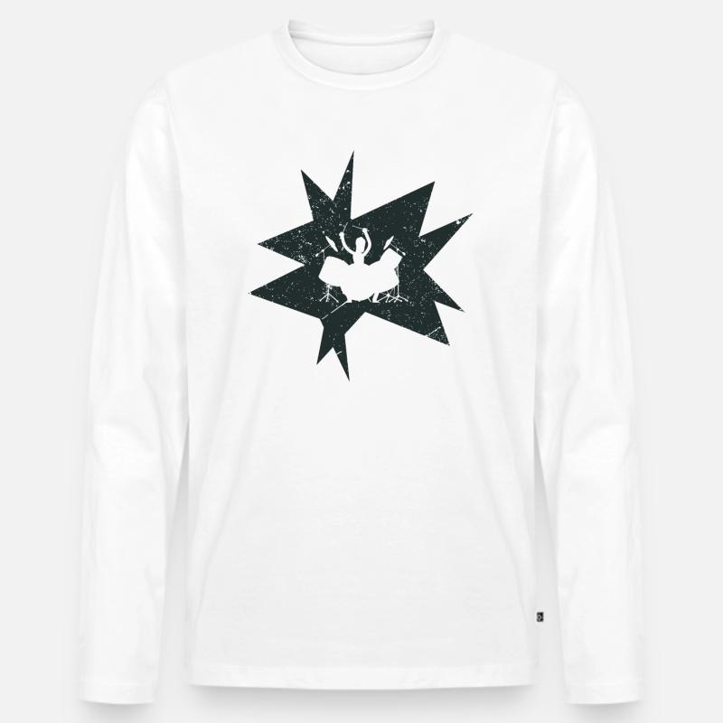 Schlagzeuger - Männer Premium Bio Langarmshirt - Weiß