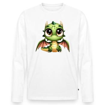 Drachen-Fantasy-Zeichnung - Männer Premium Bio Langarmshirt - Weiß - Vorne - Nico (187cm)