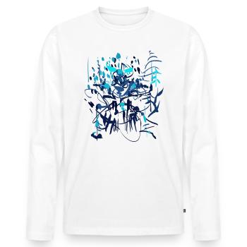 Abstract - Men's Premium Organic Long Sleeve Shirt - white - Front - Nico (187cm)