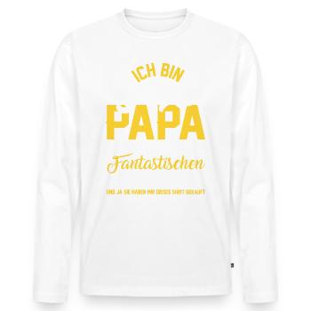 ICH BIN STOLZER PAPA VON WAHNSINNIG FANTASTISCH... - Männer Premium Bio Langarmshirt - Weiß - Vorne - Nico (187cm)