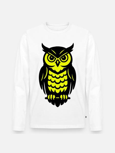Pop Art Eulen Design - Männer Premium Bio Langarmshirt - Weiß