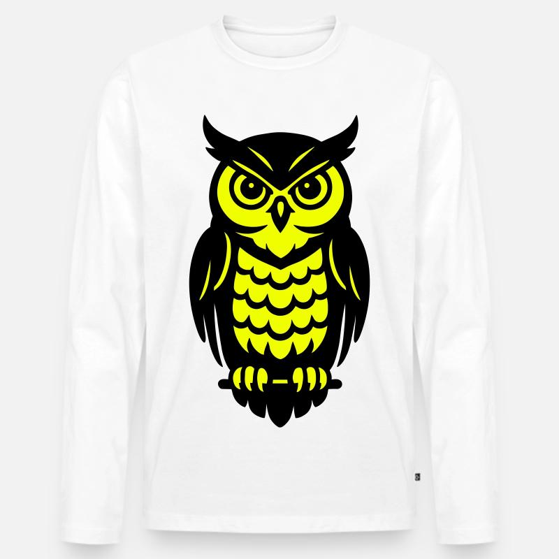 Pop Art Eulen Design - Männer Premium Bio Langarmshirt - Weiß