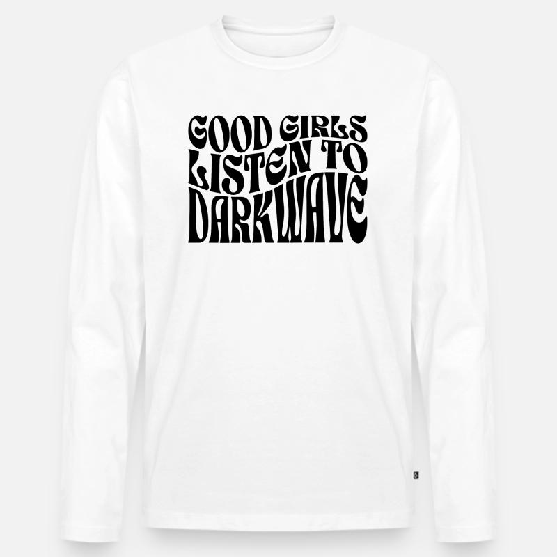 Mädchen hören Darkwave-Musik - Männer Premium Bio Langarmshirt - Weiß
