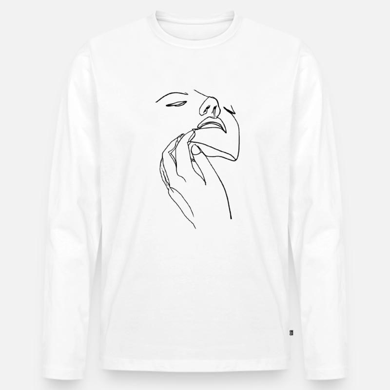 Grace #1 (Schwarz) - Männer Premium Bio Langarmshirt - Weiß