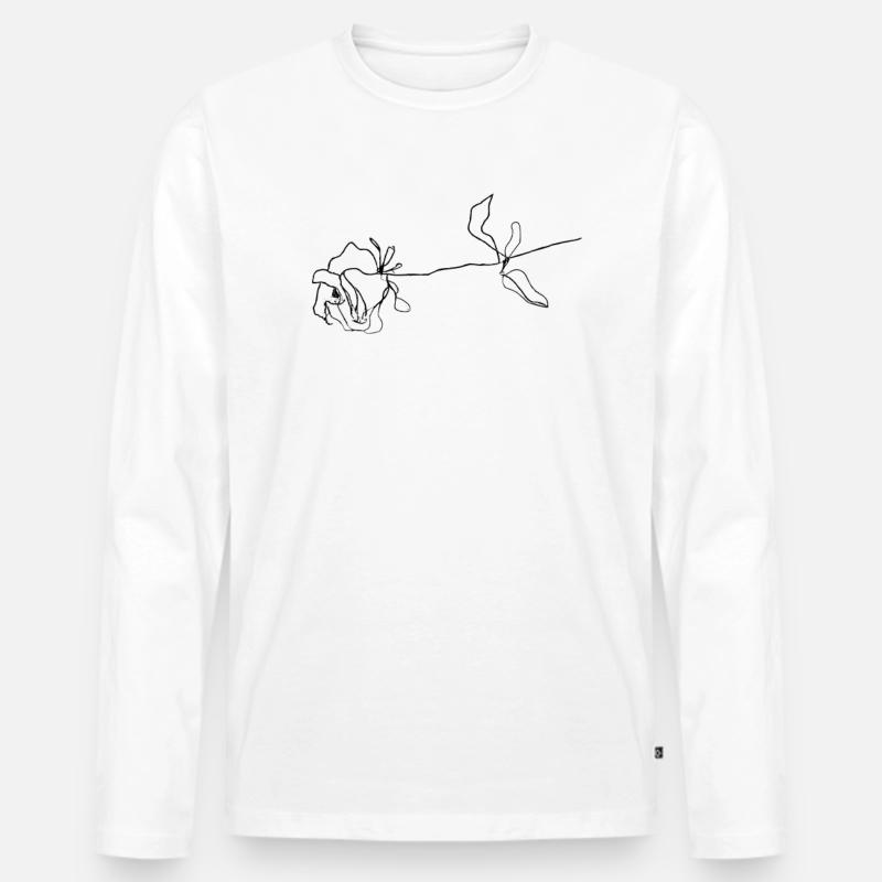 Rose #3 (Schwarz) - Männer Premium Bio Langarmshirt - Weiß