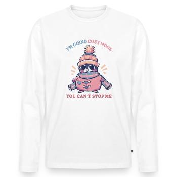 Mode Cosy - T-shirt manches longues Premium bio Homme - blanc - Devant - Nico (187cm)