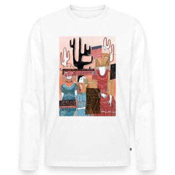 Ouest #4 - T-shirt manches longues Premium bio Homme - blanc - Devant - Nico (187cm)