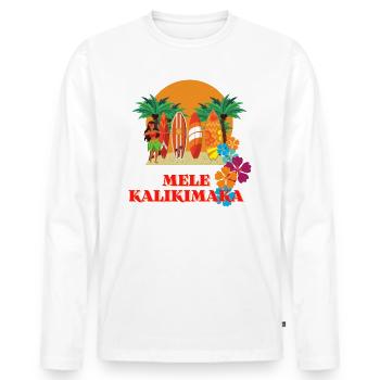 Mele Kalikimaka Retro Hawaii Christmas Outfit - Men's Premium Organic Long Sleeve Shirt - white - Front - Nico (187cm)