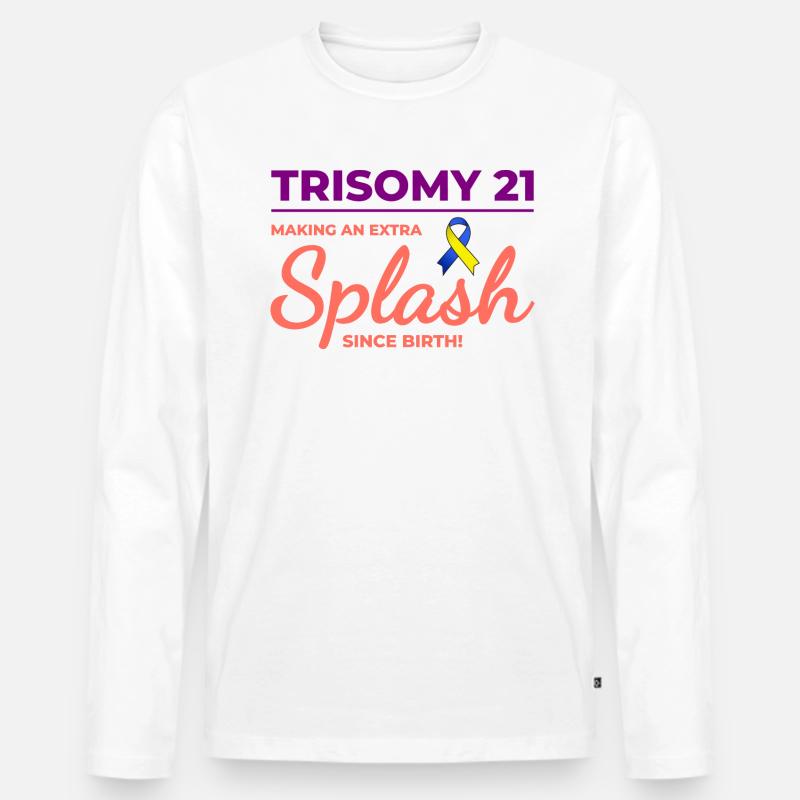 Down-Syndrom-Bewusstsein Trisomie 21 Splash - Männer Premium Bio Langarmshirt - Weiß