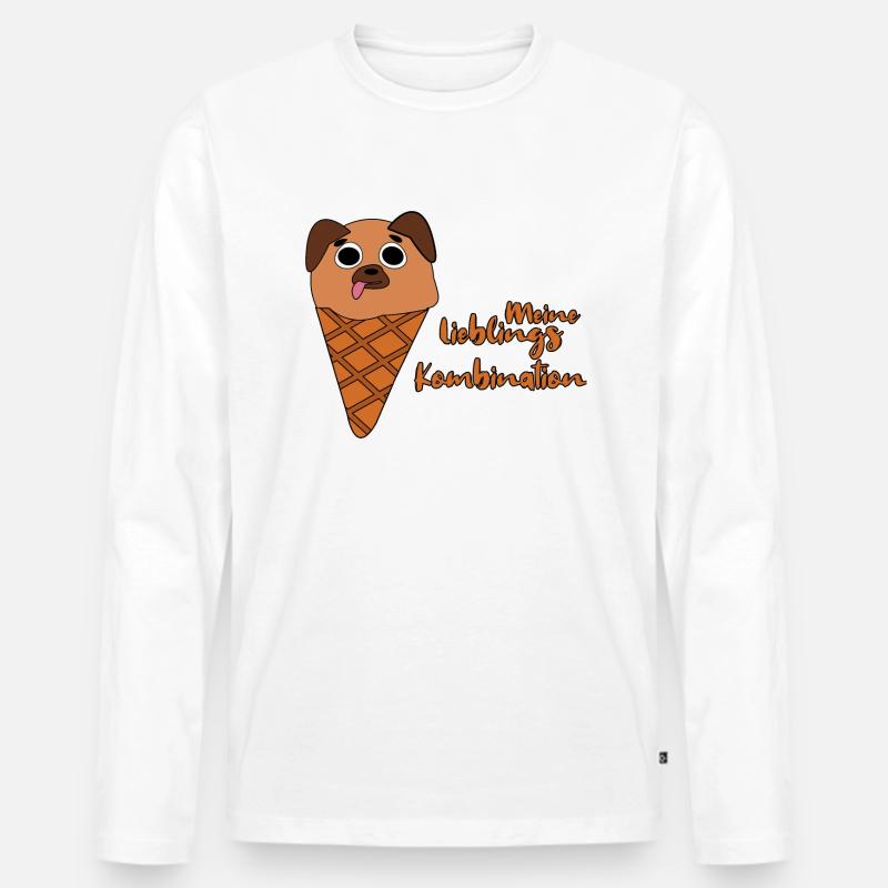 Hund im Eis - Männer Premium Bio Langarmshirt - Weiß
