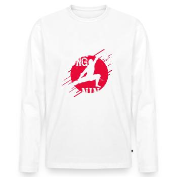 Pingpong Ninja - Männer Premium Bio Langarmshirt - Weiß - Vorne - Nico (187cm)