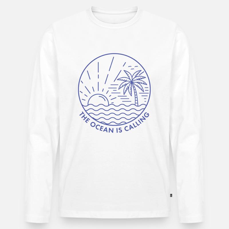 Der Ozean ruft - Männer Premium Bio Langarmshirt - Weiß
