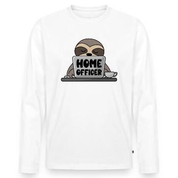 Homeofficer paresseux Ordinateur bureau à domicile - T-shirt manches longues Premium bio Homme - blanc - Devant - Nico (187cm)