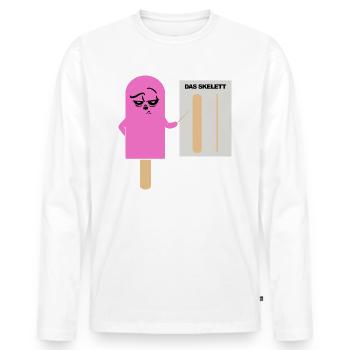 Das Skelett - Eis - Eis am Stil - Eis Anatomie - Männer Premium Bio Langarmshirt - Weiß - Vorne - Nico (187cm)