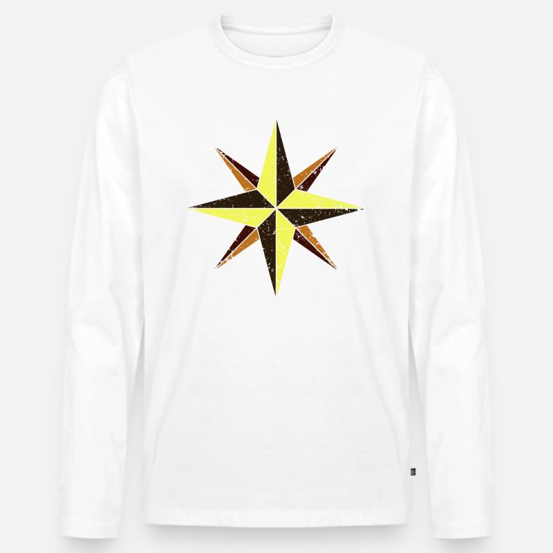 Kompass - Männer Premium Bio Langarmshirt - Weiß