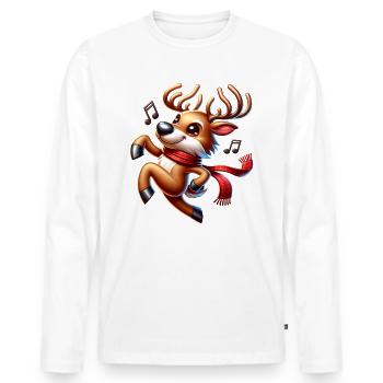 Chance de renne de Noël - T-shirt manches longues Premium bio Homme - blanc - Devant - Nico (187cm)