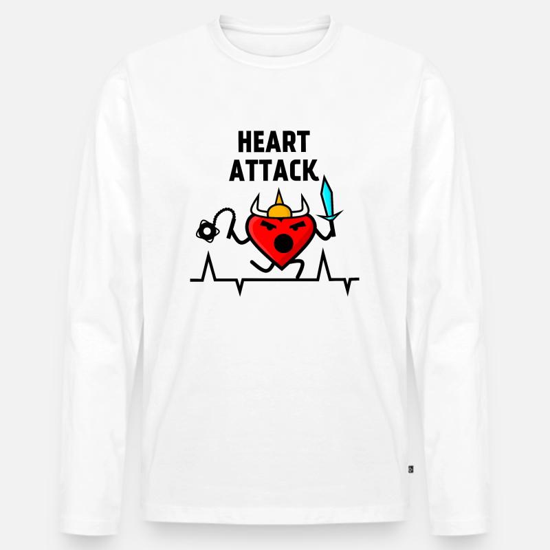 Herzinfarkt, Wikinger-Barbarenherz, Frequenz - Männer Premium Bio Langarmshirt - Weiß