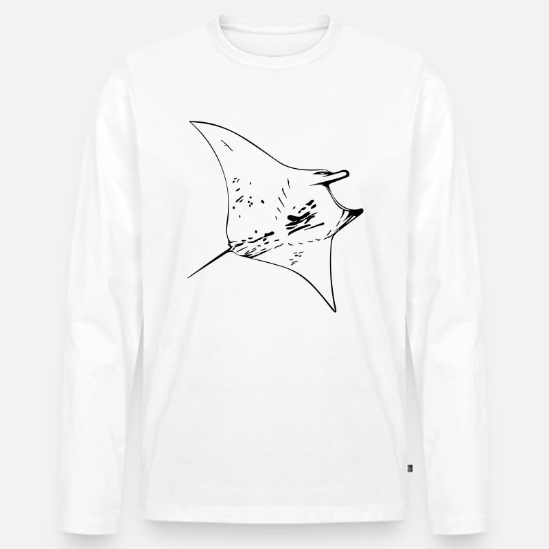 Manta Ray - Männer Premium Bio Langarmshirt - Weiß