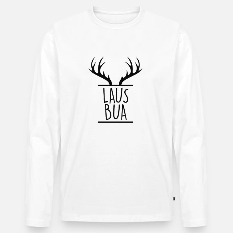 Lausbua Hirschgeweih - Männer Premium Bio Langarmshirt - Weiß