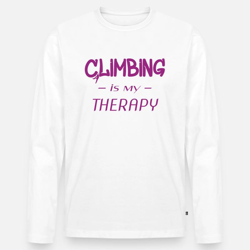Climbing is my therapy - Männer Premium Bio Langarmshirt - Weiß