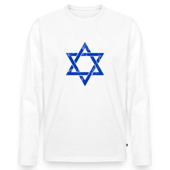 Israel Star of David Flag - Men's Premium Organic Long Sleeve Shirt - white - Front - Nico (187cm)