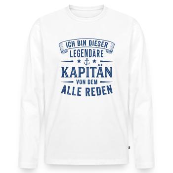 Kapitän Legende Seemann Segeln - Männer Premium Bio Langarmshirt - Weiß - Vorne - Nico (187cm)