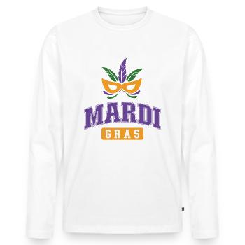 Mardi Gras - Men's Premium Organic Long Sleeve Shirt - white - Front - Nico (187cm)